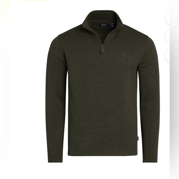 CHAPS QUARTER ZIP FLEECE SWEATER OLIVE LARGE NEW - Picture 4 of 8